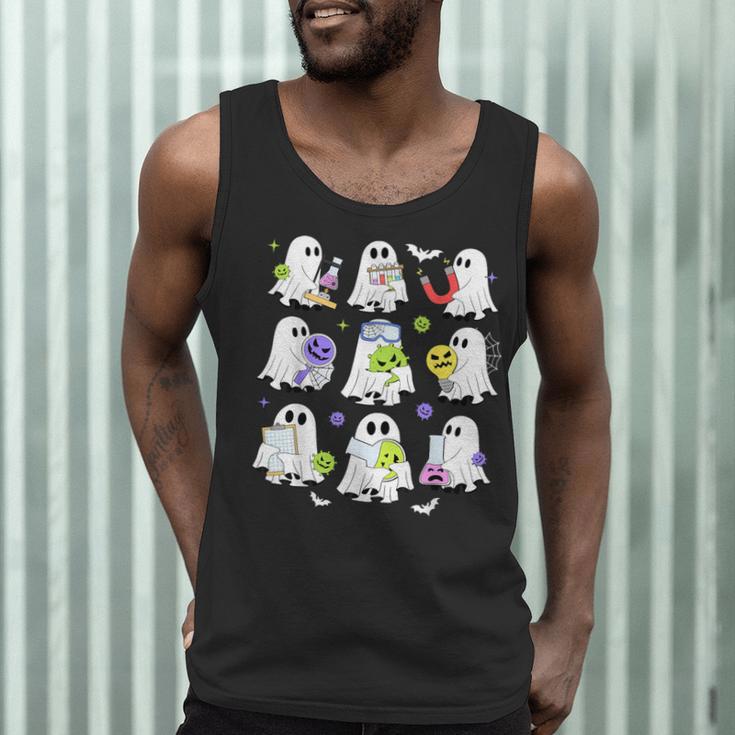 Retro Halloween Science Teacher Ghost Laboratory Teacher Men Tank Top, novelty gifts, funny gifts