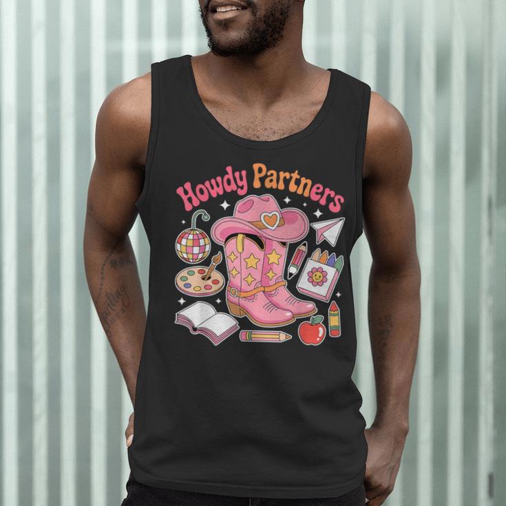 Retro Howdy Partners Cowgirl Cowboy Teacher Back To School Men Tank Top, novelty gifts, funny gifts Retro Howdy Partners Cowgirl Cowboy Teacher Back To School Men Tank Top, novelty gifts, funny gifts