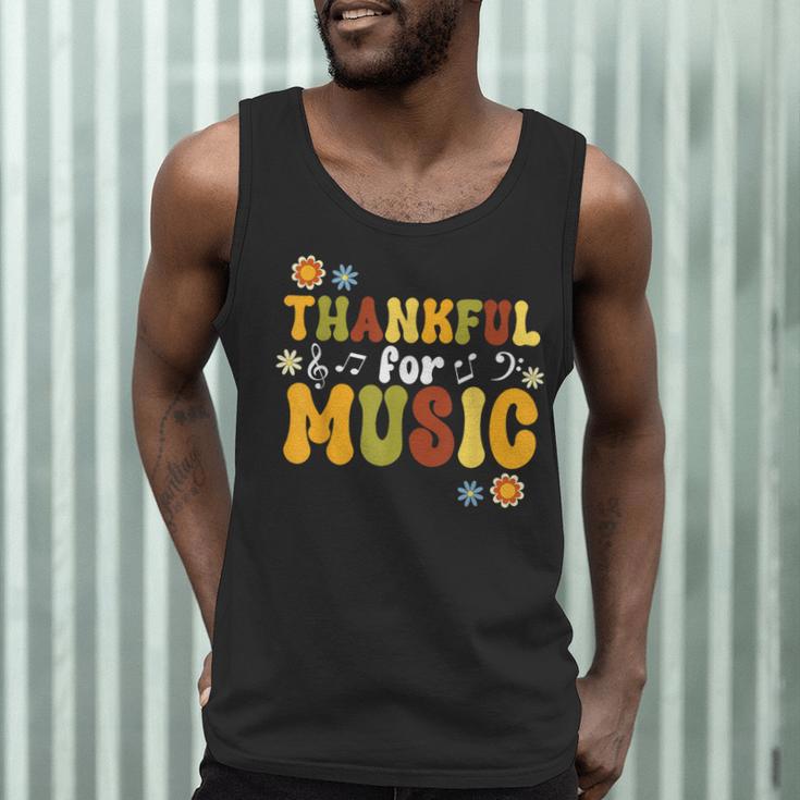 Retro Thankful For Music Floral Music Teacher Thanksgiving Men Women Men Tank Top, novelty gifts, funny gifts