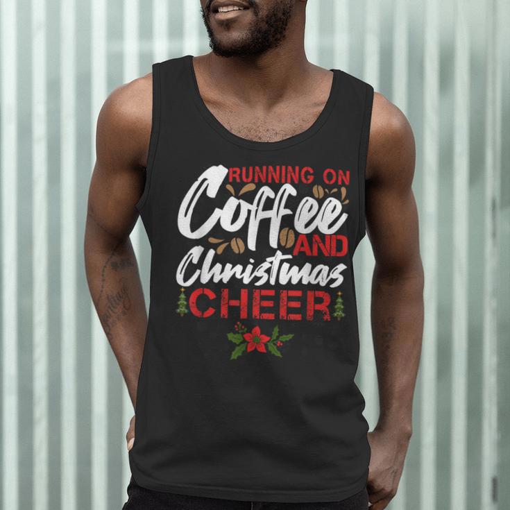 Running On Coffee And Christmas Cheer Lover Teacher For Men Women Kids Men Tank Top, novelty gifts, funny gifts Running On Coffee And Christmas Cheer Lover Teacher For Men Women Kids Men Tank Top, novelty gifts, funny gifts