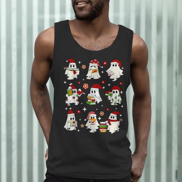 Santa Ghost Reading Books Christmas Library Teacher Men Tank Top, novelty gifts, funny gifts Santa Ghost Reading Books Christmas Library Teacher Men Tank Top, novelty gifts, funny gifts