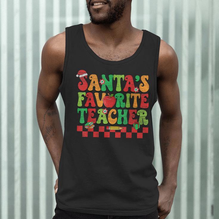 Santas Favorite Teacher Retro Groovy Christmas Xmas Women Men Tank Top, novelty gifts, funny gifts Santas Favorite Teacher Retro Groovy Christmas Xmas Women Men Tank Top, novelty gifts, funny gifts