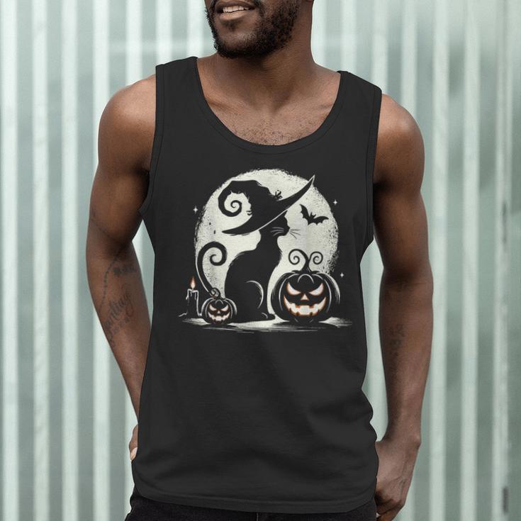 Scary Halloween Cat Costume Retro Cat Moon For Men Women Kids Men Tank Top, novelty gifts, funny gifts