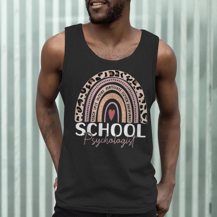 School Psych Teacher School Psychologist Leopard Rainbow Men Tank Top, novelty gifts, funny gifts