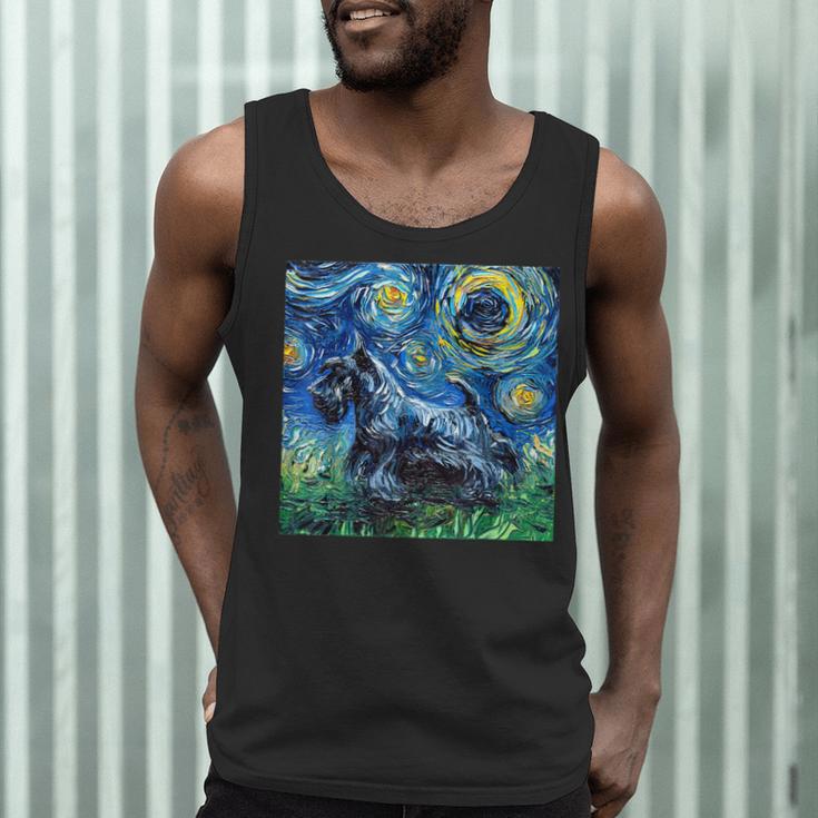 Scottish Terrier Starry Night Scotty Dog Art By Aja Men Tank Top, novelty gifts, funny gifts