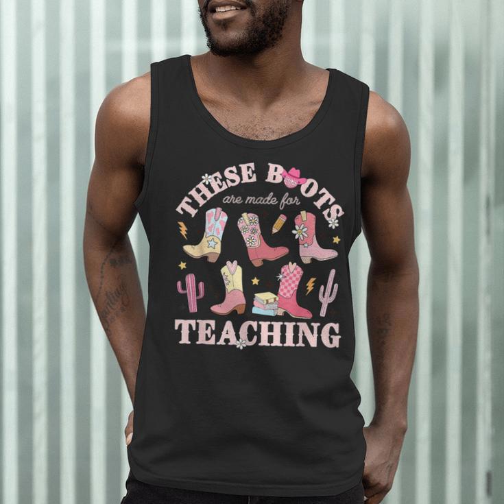 These Boots Are Made For Teaching Western Cowgirl Teacher Men Tank Top, novelty gifts, funny gifts