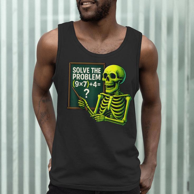 Solve The Problem Skeleton Teacher Halloween Math Six Seven Men Tank Top, novelty gifts, funny gifts