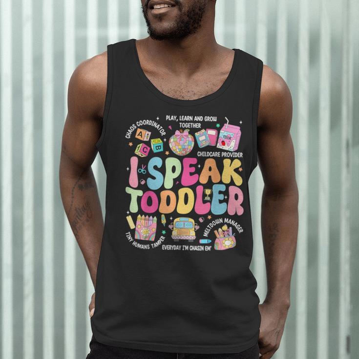 I Speak Toddler Back To School Teacher Men Tank Top, novelty gifts, funny gifts
