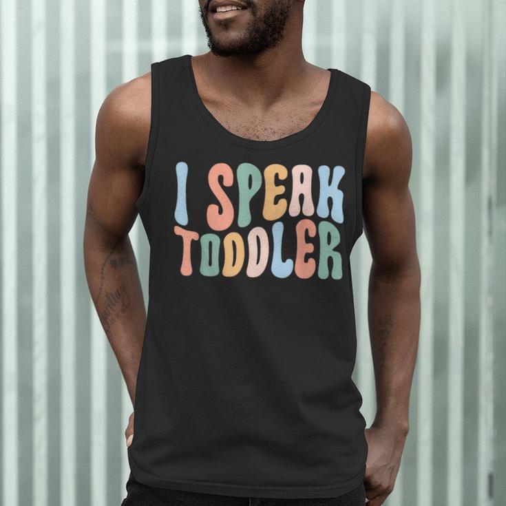 I Speak Toddler Teacher Pre School Back To School First Day Men Tank Top, novelty gifts, funny gifts I Speak Toddler Teacher Pre School Back To School First Day Men Tank Top, novelty gifts, funny gifts