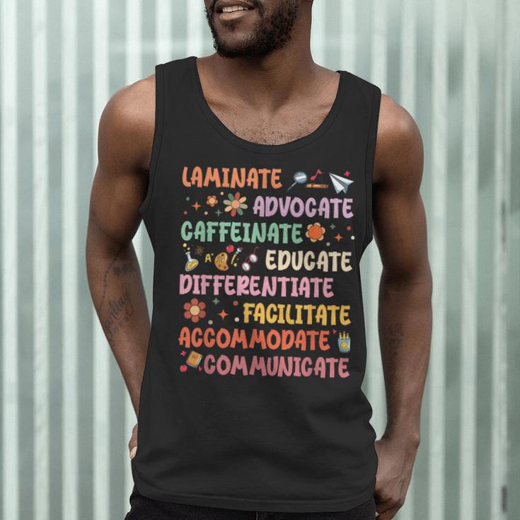 SPED Caffeinate Advocate Laminate Educate Teacher Facilitate For Men Women Men Tank Top, novelty gifts, funny gifts SPED Caffeinate Advocate Laminate Educate Teacher Facilitate For Men Women Men Tank Top, novelty gifts, funny gifts