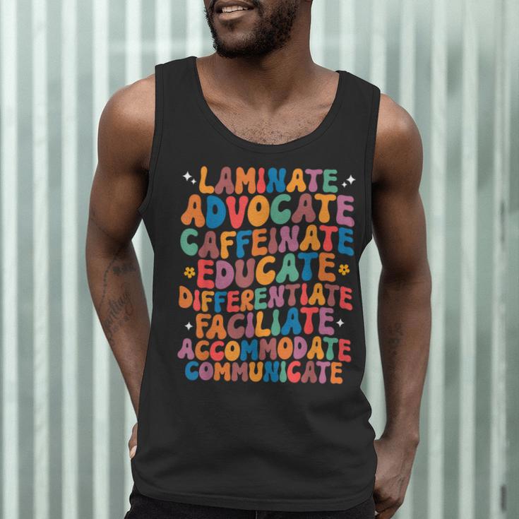 Sped Caffeinate Advocate Laminate Educate Teacher Men Women Kids Men Tank Top, novelty gifts, funny gifts