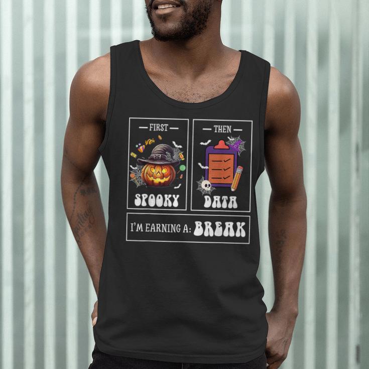 Sped Teacher Halloween First Spooky Then Data Sped Ed Team Men Tank Top, novelty gifts, funny gifts