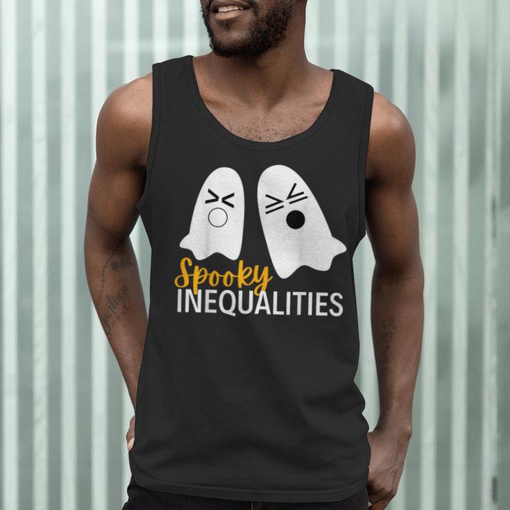 Spooky Ghost Inequalities Halloween Math Teacher Men Tank Top, novelty gifts, funny gifts