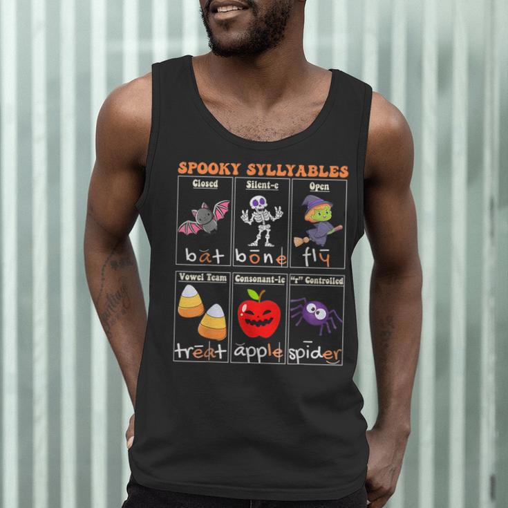 Spooky Syllables Halloween Teacher Student Education Men Tank Top, novelty gifts, funny gifts Spooky Syllables Halloween Teacher Student Education Men Tank Top, novelty gifts, funny gifts