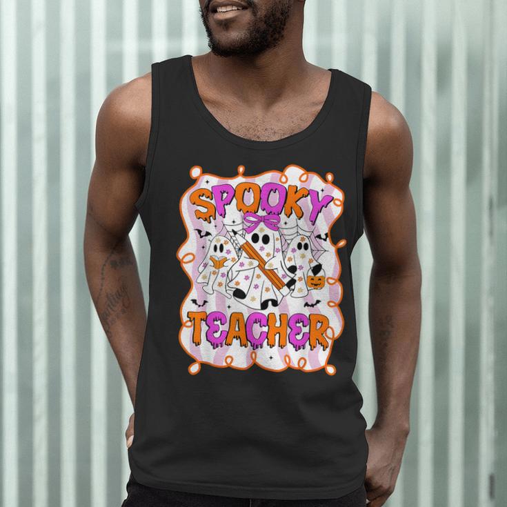Spooky Teacher Ghost Pencil Teacher Halloween Teacher Men Tank Top, novelty gifts, funny gifts