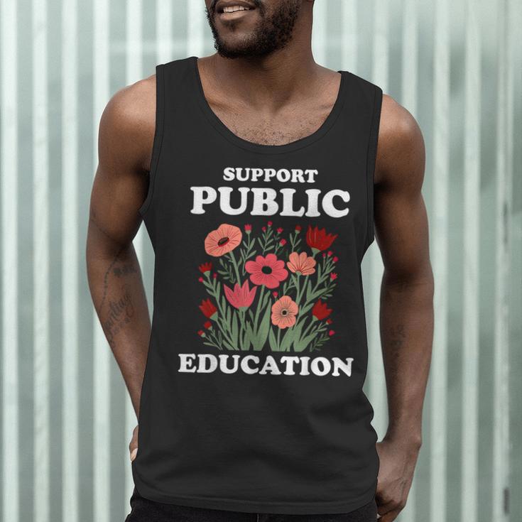 Support Public Education Cute Floral Teacher Red For Ed Men Tank Top, novelty gifts, funny gifts