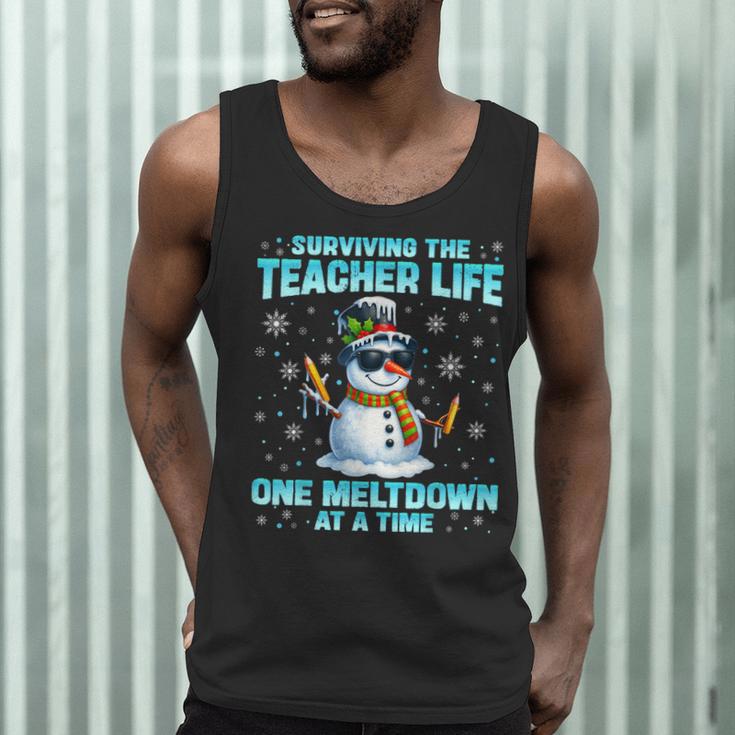 Surviving The Teacher Life Pjs Pajamas Christmas Xmas Teache Men Tank Top, novelty gifts, funny gifts