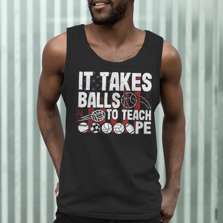 It Takes Balls To Teach Pe Teacher Chaos Coordinator US Flag Men Tank Top, novelty gifts, funny gifts It Takes Balls To Teach Pe Teacher Chaos Coordinator US Flag Men Tank Top, novelty gifts, funny gifts