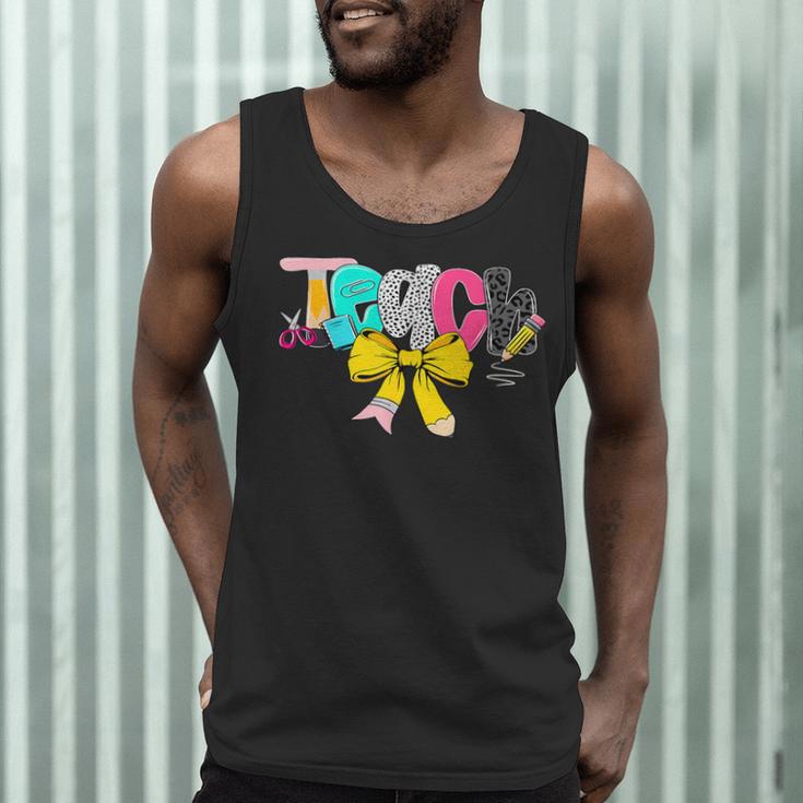 Teach Coquette Bow Teacher Back To School Happy First Day Men Tank Top, novelty gifts, funny gifts Teach Coquette Bow Teacher Back To School Happy First Day Men Tank Top, novelty gifts, funny gifts