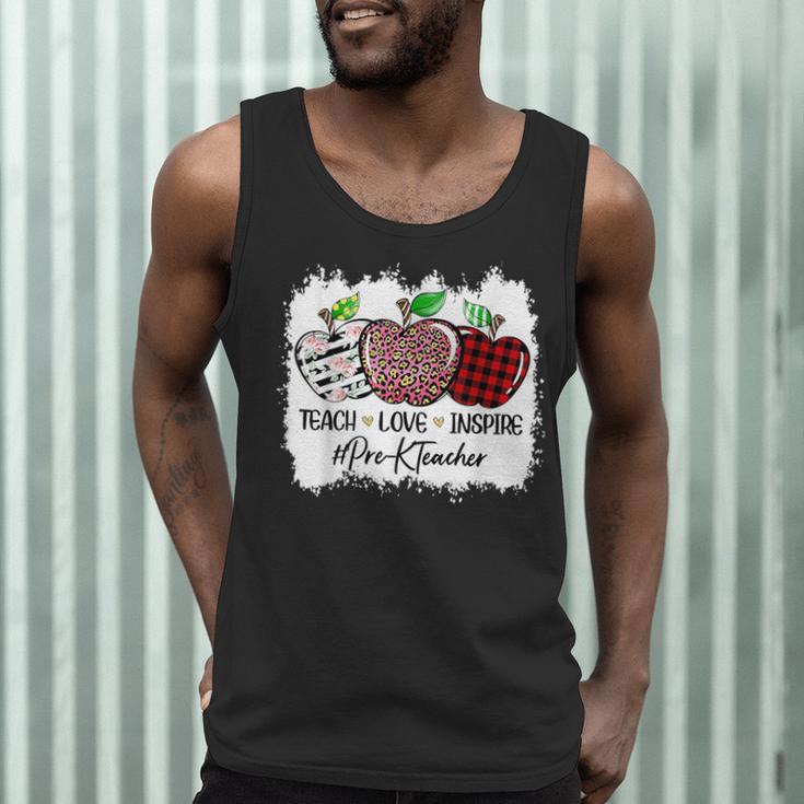 Teach Love Inspire Pre-k Teacher Apple Leopard Red Plain Men Tank Top, novelty gifts, funny gifts