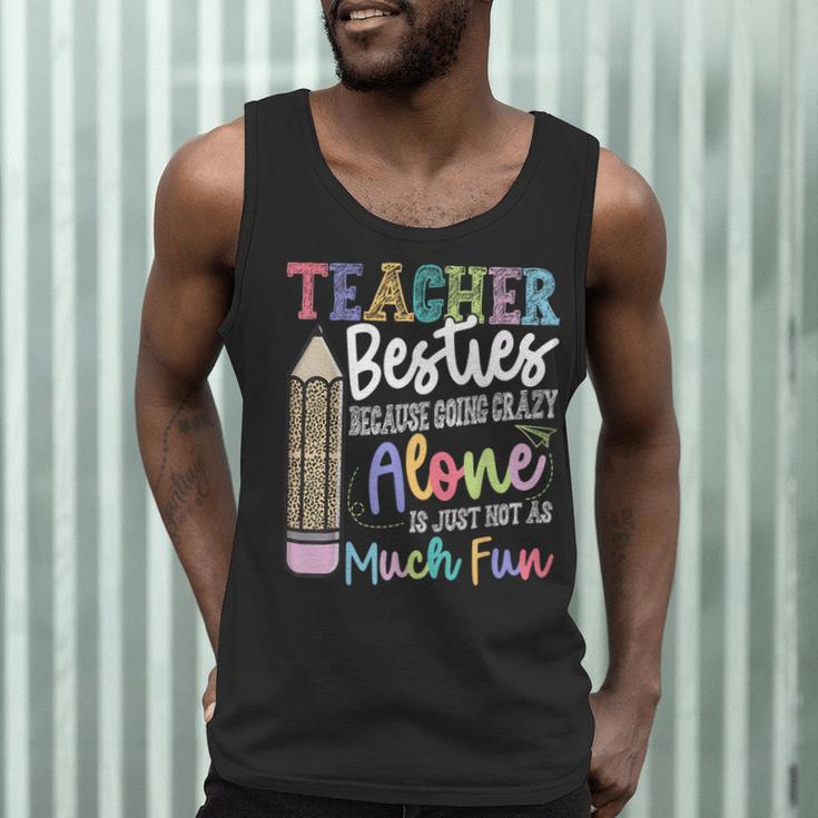 Teacher Besties Because Going Crazy Alone Is Not As Much Fun Men Tank Top, novelty gifts, funny gifts Teacher Besties Because Going Crazy Alone Is Not As Much Fun Men Tank Top, novelty gifts, funny gifts