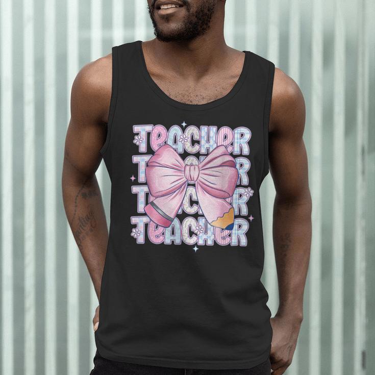 Teacher Bow Pencil Flowers Teacher Back To School Men Tank Top, novelty gifts, funny gifts
