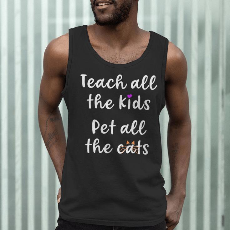 Teacher Cat Lover Mom Teach All The Kids Pet All The Cats Men Tank Top, novelty gifts, funny gifts