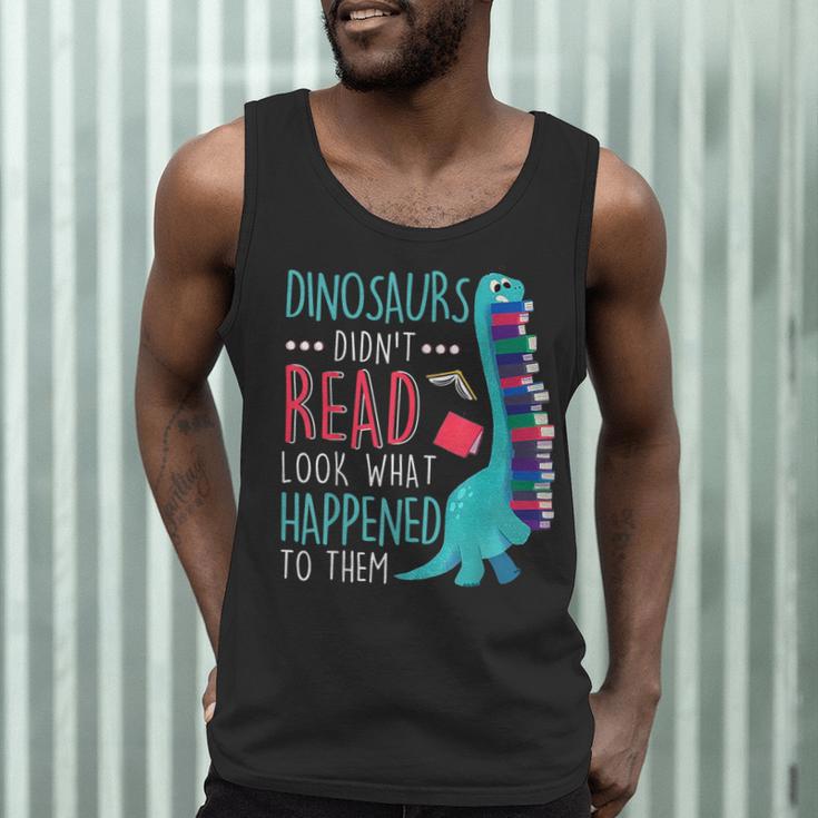 Teacher Dinosaurs Didnt Read Look What Happened Book Reading Men Tank Top, novelty gifts, funny gifts Teacher Dinosaurs Didnt Read Look What Happened Book Reading Men Tank Top, novelty gifts, funny gifts
