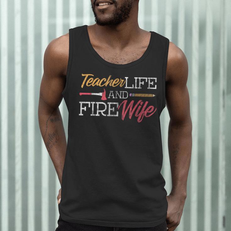 Teacher And Firefighter Wife Shirt Teacher Life Fire Wife Men Tank Top, novelty gifts, funny gifts