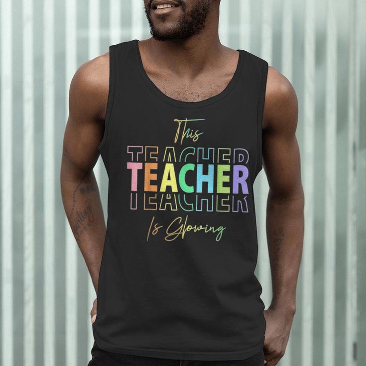 This Teacher Is Glowing Hello Summer End Of School Men Tank Top, novelty gifts, funny gifts