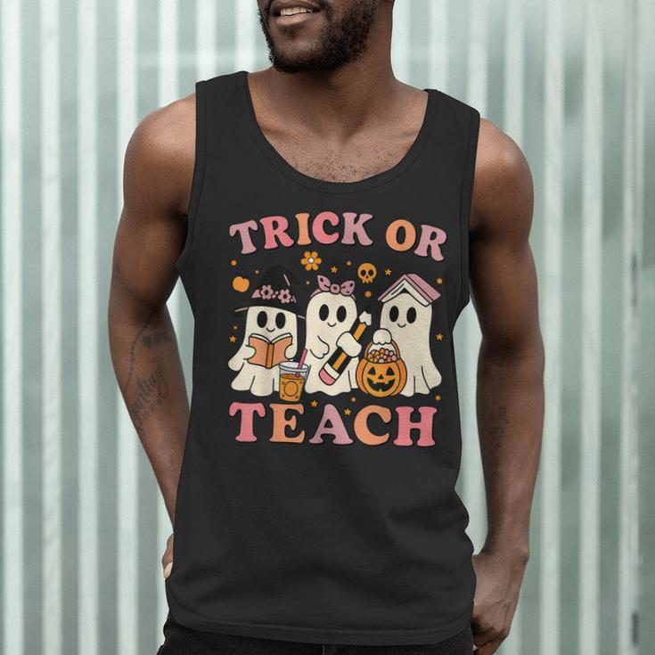 Teacher Halloween Trick Or Teach Cute Ghost Coffee Pumpkins Men Tank Top, novelty gifts, funny gifts