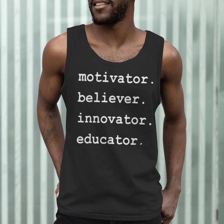 Teacher Motivator Believer Innovator Educator Men Tank Top, novelty gifts, funny gifts