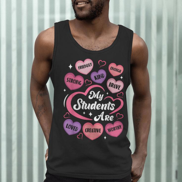 Teacher Positive Affirmations Candy Heart Valentine's Day Men Tank Top, novelty gifts, funny gifts