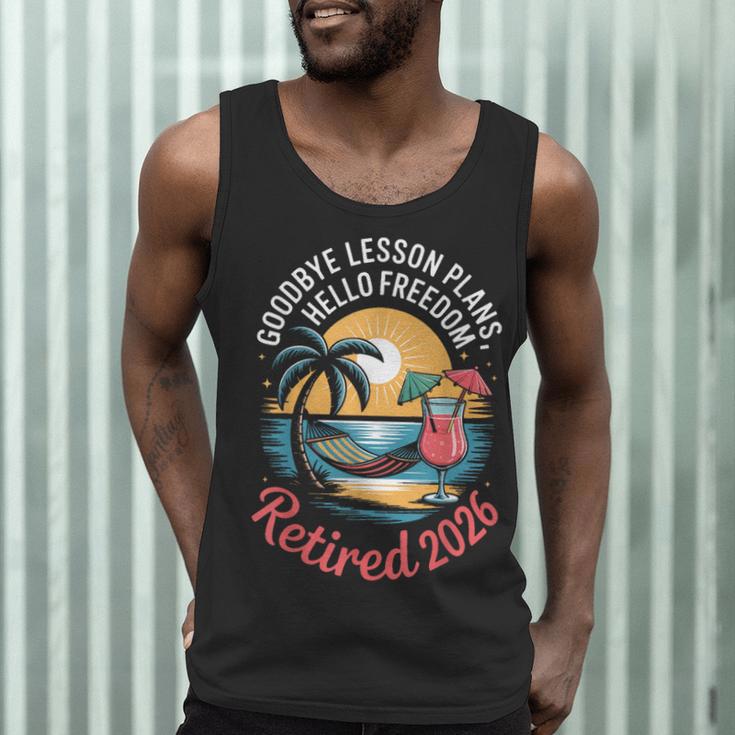 Teacher Retirement Shirts 2026 Goodbye Lesson Hello Freedom Men Tank Top, novelty gifts, funny gifts