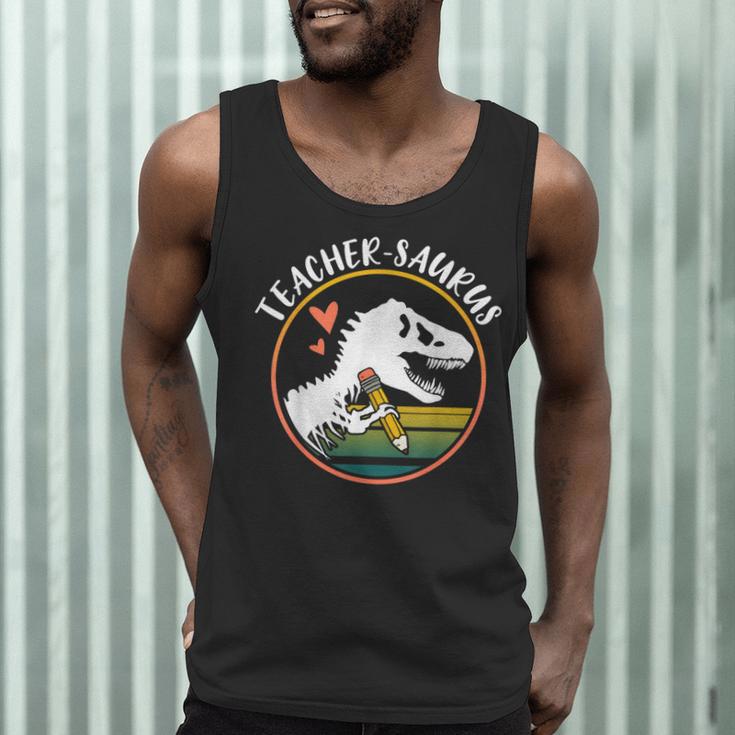 Teacher-Saurus Dinosaur Teacher Design T-Rex Design Men Tank Top, novelty gifts, funny gifts