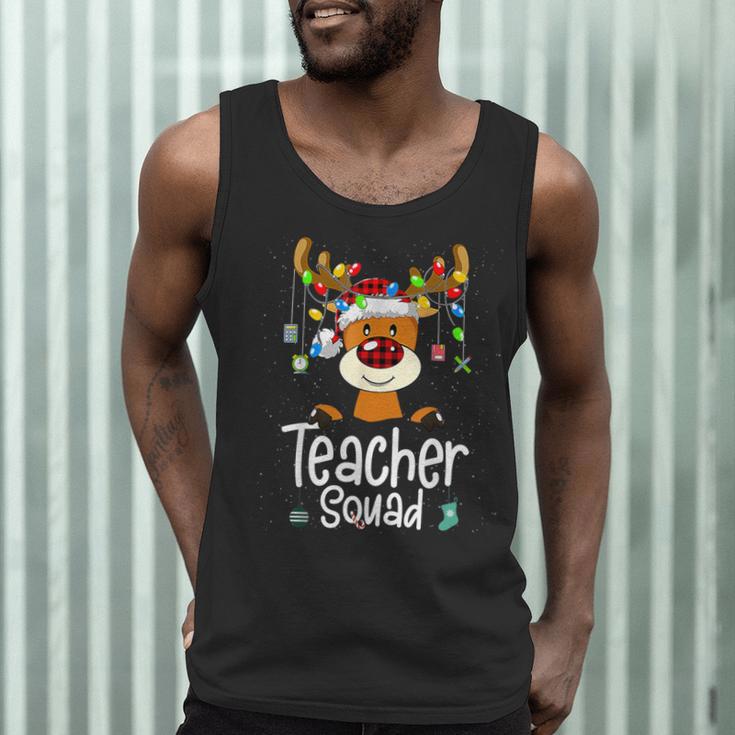 Teacher Squad Red Plaid Rudolph Reindeer Christmas Men Tank Top, novelty gifts, funny gifts