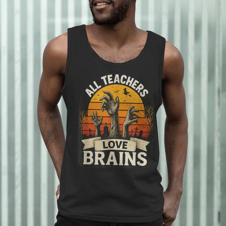 Teacher All Teachers Love Brains Halloween Men Tank Top, novelty gifts, funny gifts