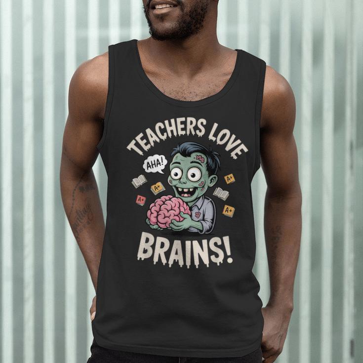 Teachers Love Brains Shirt Men Women Teacher Halloween Men Tank Top, novelty gifts, funny gifts