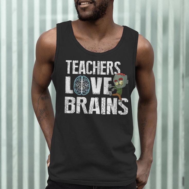 Teachers Love Brains Zombie Halloween Hilarious Men Tank Top, novelty gifts, funny gifts