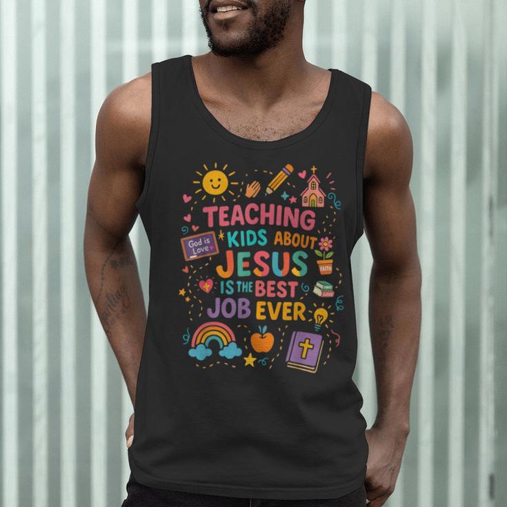 Teaching Kids About Jesus Is The Best Job Ever Bible Teacher Men Tank Top, novelty gifts, funny gifts