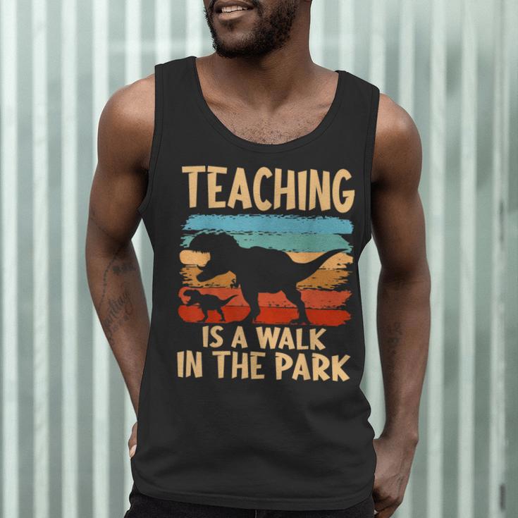 Teaching Is a Walk In Park Dinosaur Teacher Men Tank Top, novelty gifts, funny gifts