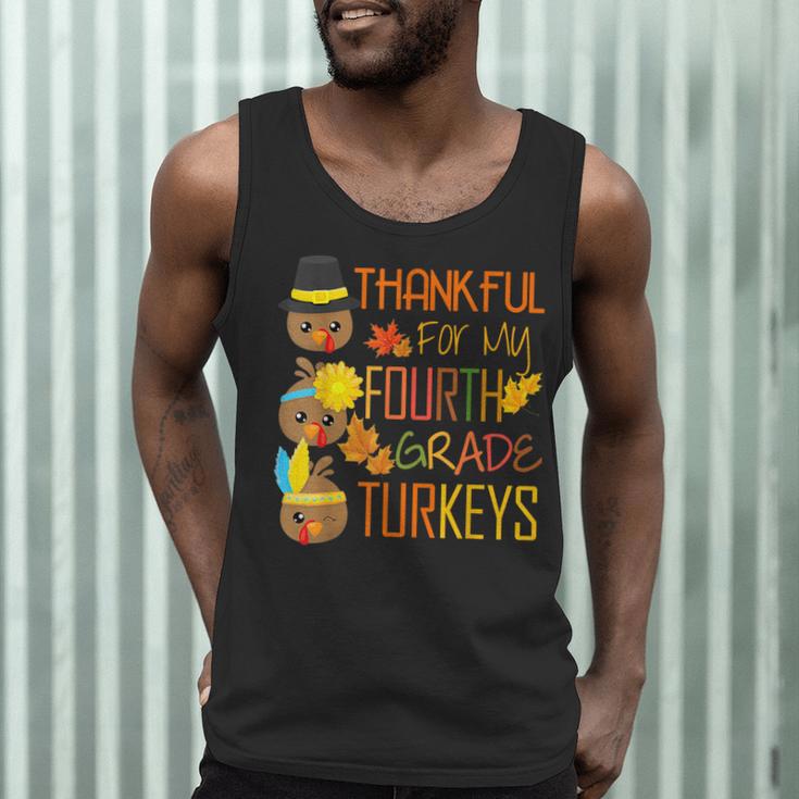 Thankful For My 4th Grade Turkey Thanksgiving Turkey Teacher Men Tank Top, novelty gifts, funny gifts