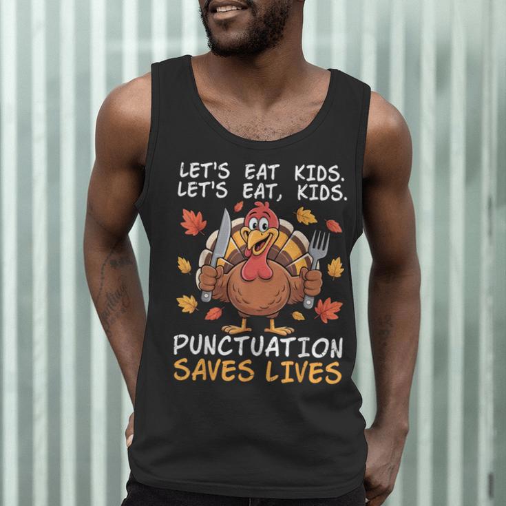 Thanksgiving Teacher Turkey Lets Eat Kids Punctuation Men Tank Top, novelty gifts, funny gifts Thanksgiving Teacher Turkey Lets Eat Kids Punctuation Men Tank Top, novelty gifts, funny gifts