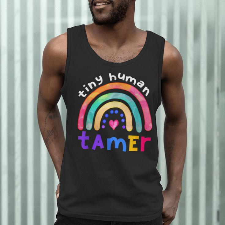 Tiny Human Tamer Watercolor Rainbow Daycare Teacher Men Tank Top, novelty gifts, funny gifts