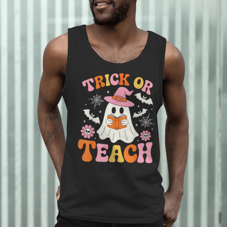 Trick Or Teach Cute Floral Ghost Teacher Halloween Costume Men Tank Top, novelty gifts, funny gifts Trick Or Teach Cute Floral Ghost Teacher Halloween Costume Men Tank Top, novelty gifts, funny gifts