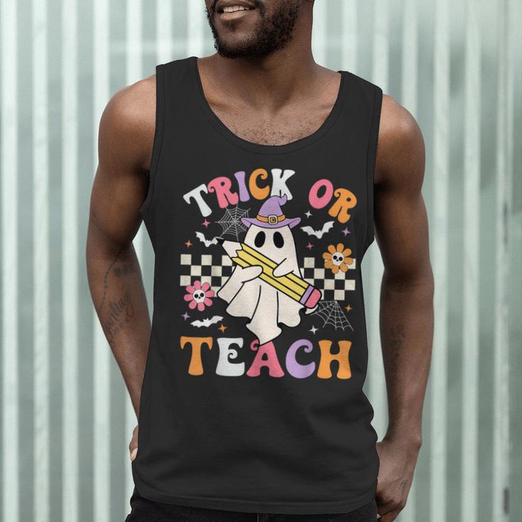 Trick Or Teach Groovy Teacher Halloween Retro Teacher Ghost Men Tank Top, novelty gifts, funny gifts Trick Or Teach Groovy Teacher Halloween Retro Teacher Ghost Men Tank Top, novelty gifts, funny gifts