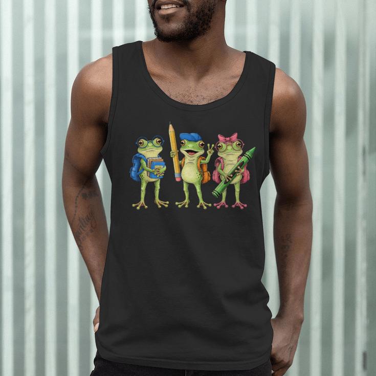 Trio Cute Frogs Welcome Back To School Teachers Girls Boys Men Tank Top, novelty gifts, funny gifts