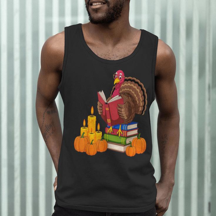Turkey Reading Books Fall Thanksgiving Teacher Book Men Tank Top, novelty gifts, funny gifts Turkey Reading Books Fall Thanksgiving Teacher Book Men Tank Top, novelty gifts, funny gifts