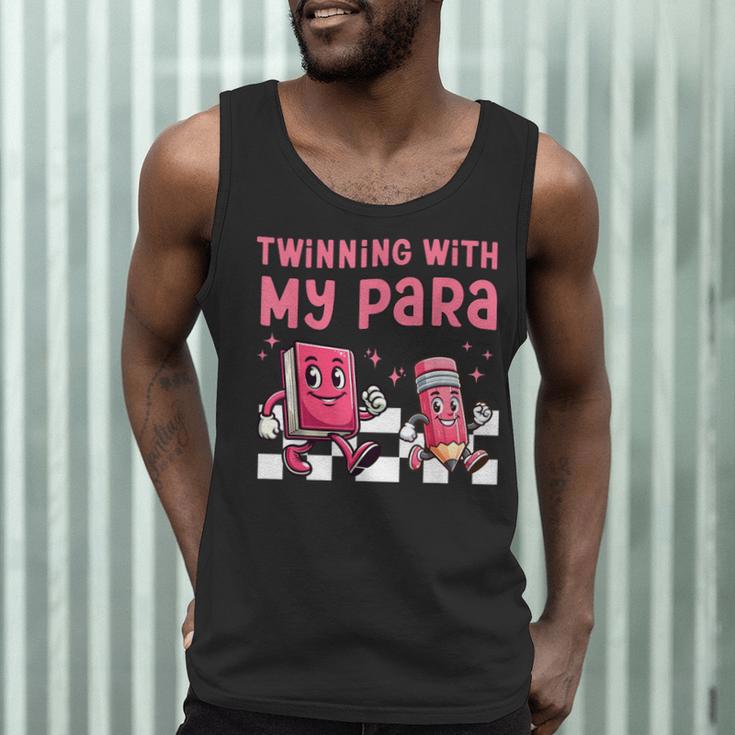 Twinning With My Para Teacher Matching Paraprofessional 70s For Men Women Men Tank Top, novelty gifts, funny gifts Twinning With My Para Teacher Matching Paraprofessional 70s For Men Women Men Tank Top, novelty gifts, funny gifts