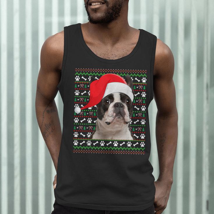 Ugly Xmas Sweater Santa Boston Terrier Dog Christmas For Men Women Kids Men Tank Top, novelty gifts, funny gifts